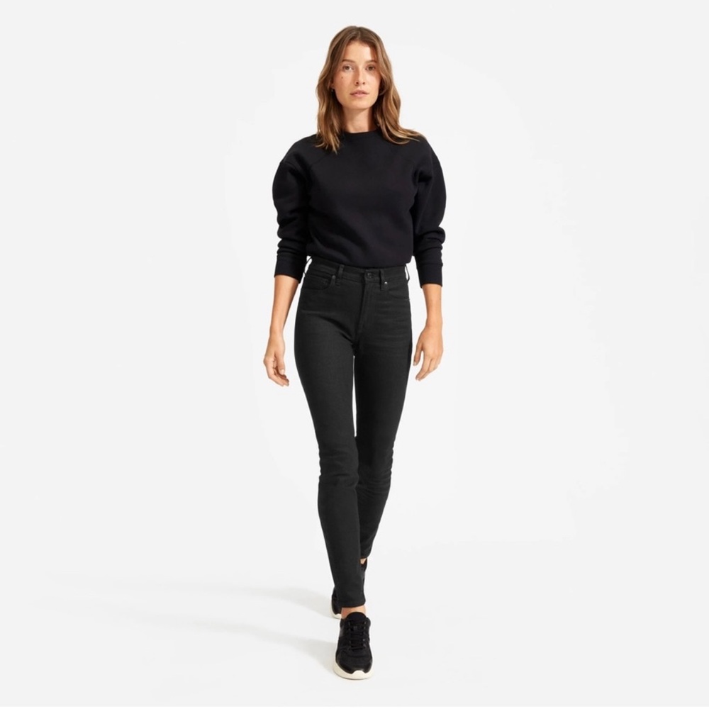 Everlane Women’s High Rise Stretch Skinny Jeans 25 Ankle Black Denim